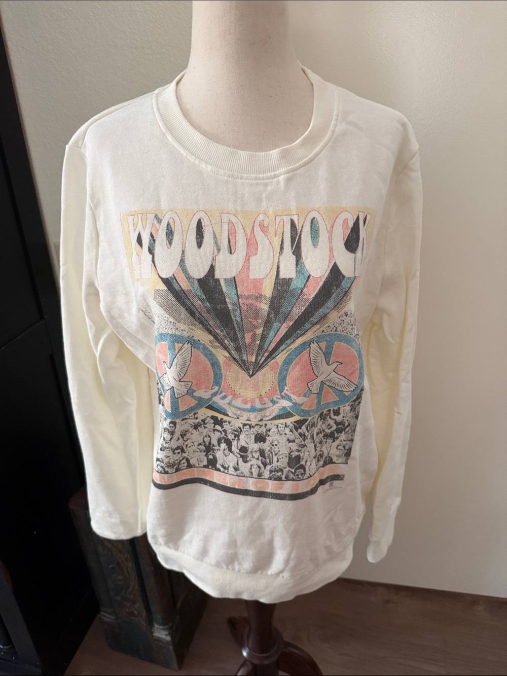 Mighty Fine Cream Woodstock Graphic Crewneck